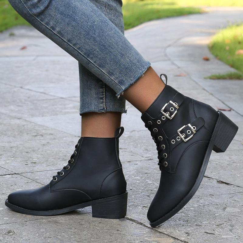 Boots | Womens Jane Buckle Pointed Leather Boots Boots BLACK