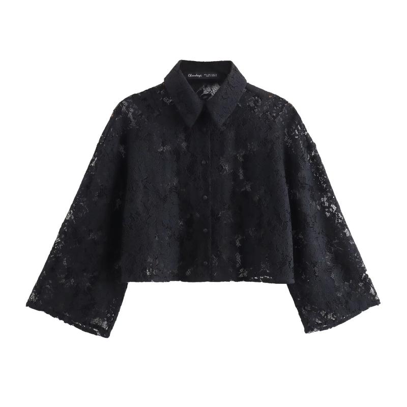 Co-Ords | Womens Charli Relaxed Fit Embroidered Shirt Clothing BLACK