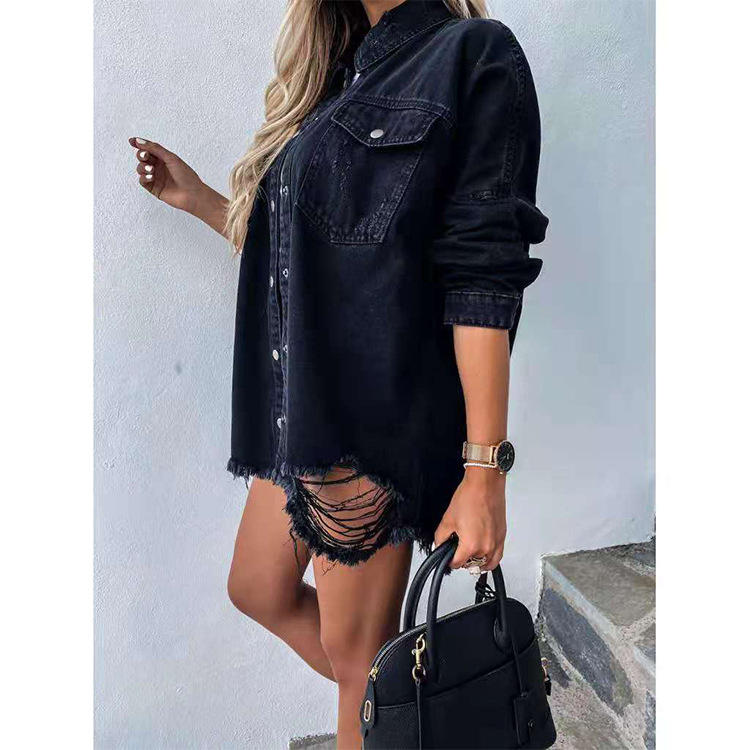 Dresses | Womens Lily Studded Oversized Denim Mini Dress Clothing BLACK