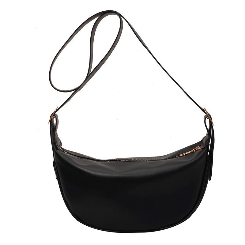 Handbags | Womens Half Moon Leather Crossbody Bag Accessories BLACK