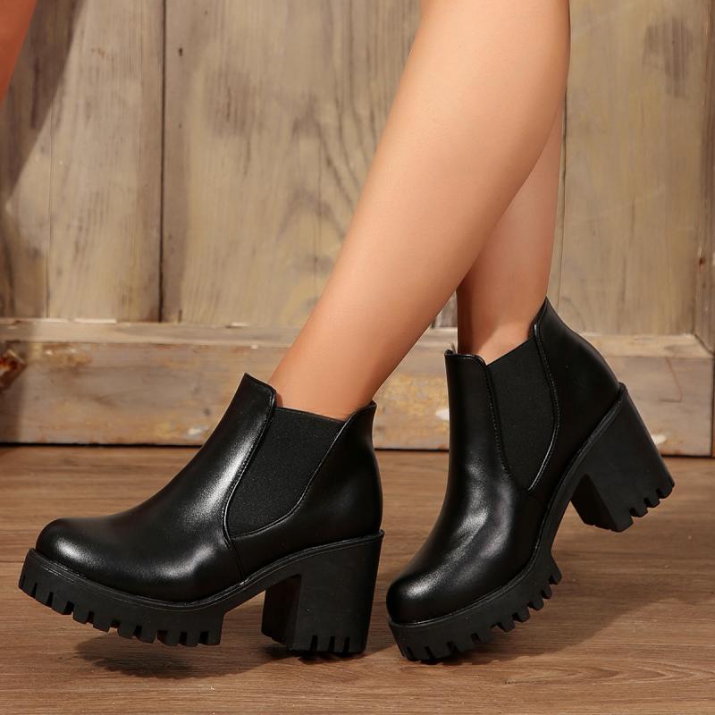 Heels | Womens Skarlet Square Toe Leather Boots Boots BLACK