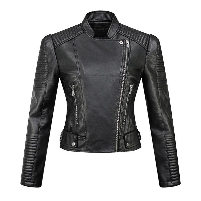 Jackets & Coats | Womens Cawley Funnel Neck Leather Biker Jacket Clothing BLACK