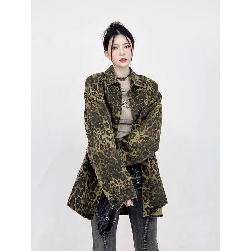 Jackets & Coats | Womens Lily Oversized Denim Shacket Dress Clothing Camo Green