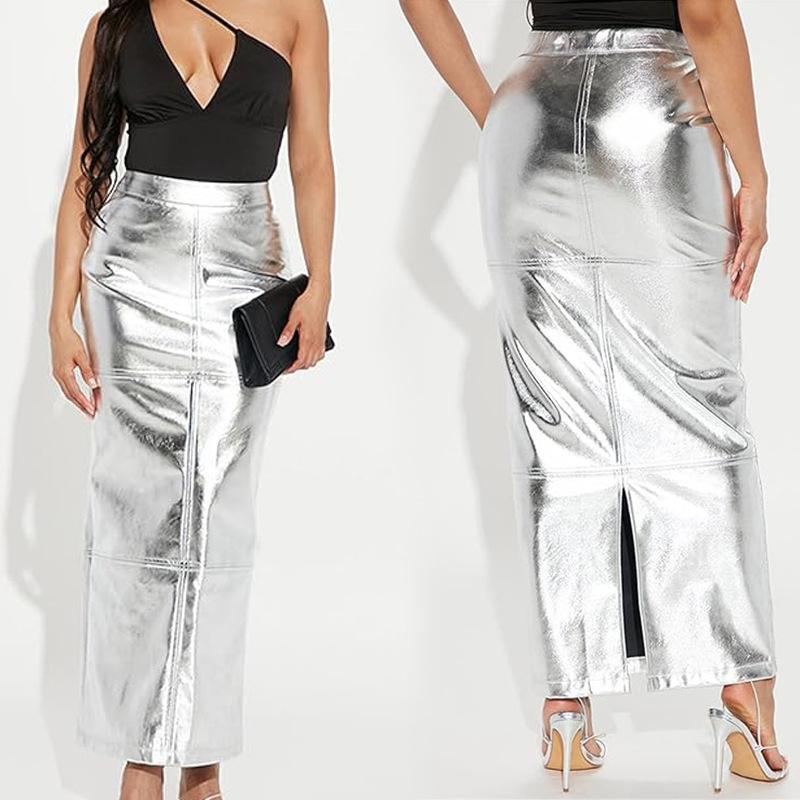 Skirts & Shorts | Womens Renai Slim Fit Leather Pencil Skirt Clothing Silver