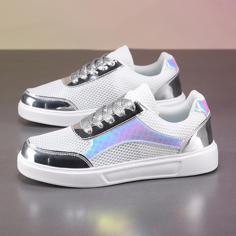 Sneakers | Womens Thelma Metallic Low Top Sneakers Shoes Silver Multi